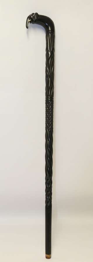 A Decorative Raj Period Indian Carved Ebony Walking Stick