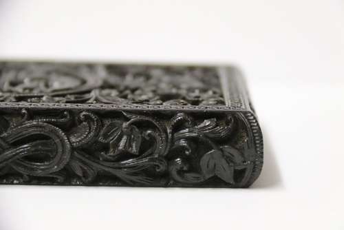 An Exceptional Indian Raj Period Carved Ebony Calling Card Case