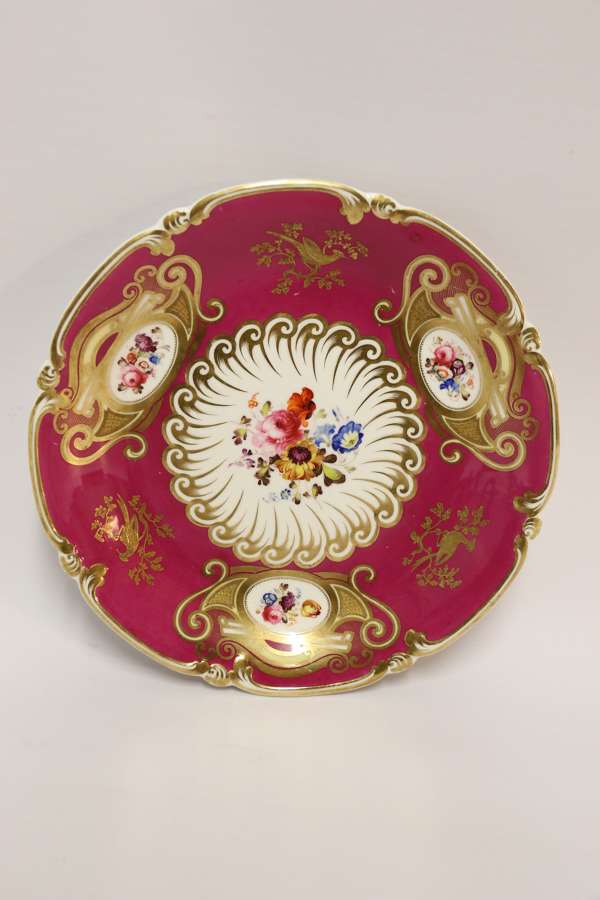 An  Antique English Early 19th C Hand Painted Shallow Dish By Daniel