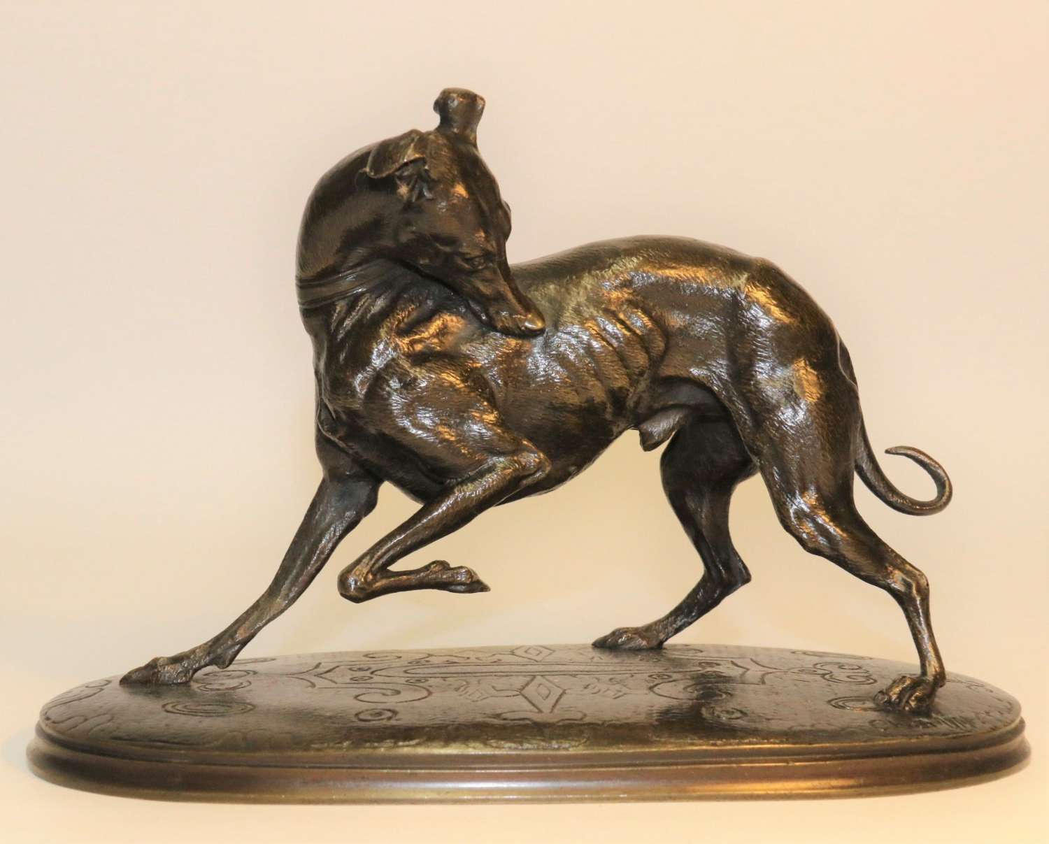 A 19th Century Bronze Study Of A Grey Hound, By Joseph Chemin