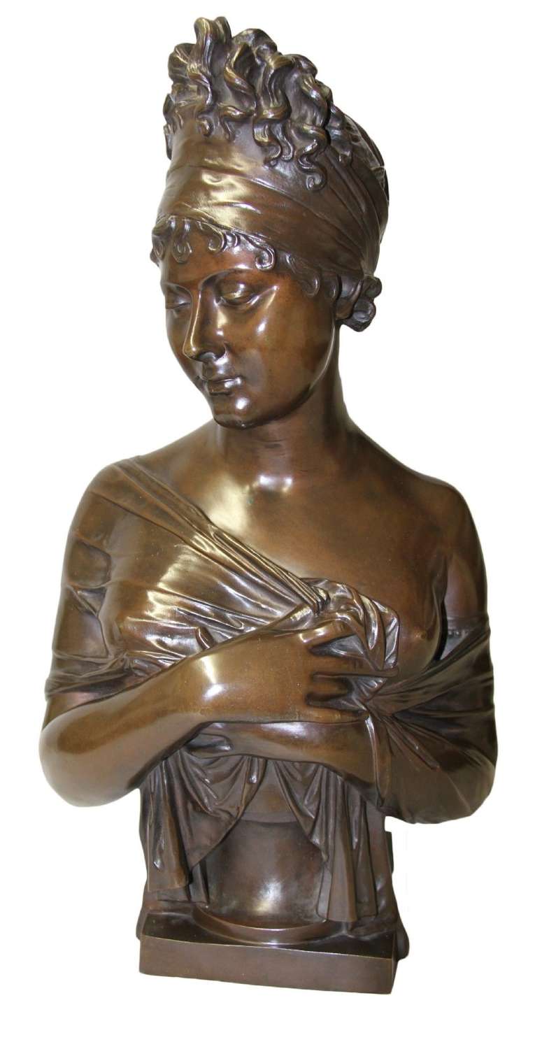 A Fine Large 19th Century Bronze Bust Of Madame Juliette Recamier, Aft