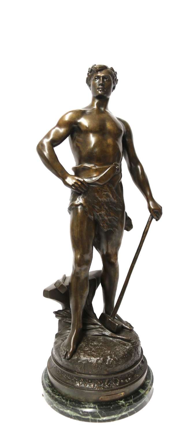 A Fine Large Spelter Study Of A Blacksmith By C.H Perron