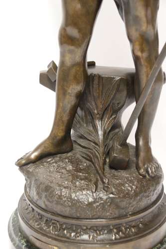 A Fine Large Spelter Study Of A Blacksmith By C.H Perron