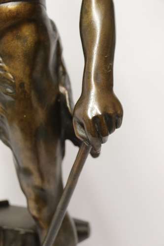 A Fine Large Spelter Study Of A Blacksmith By C.H Perron