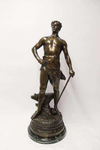 A Fine Large Spelter Study Of A Blacksmith By C.H Perron