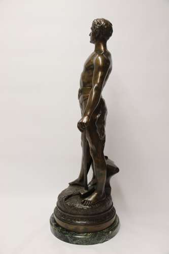 A Fine Large Spelter Study Of A Blacksmith By C.H Perron