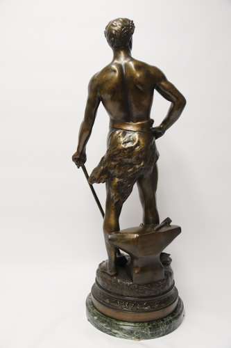 A Fine Large Spelter Study Of A Blacksmith By C.H Perron