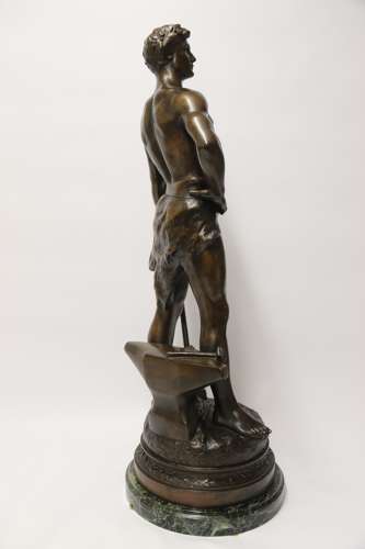 A Fine Large Spelter Study Of A Blacksmith By C.H Perron