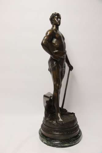 A Fine Large Spelter Study Of A Blacksmith By C.H Perron