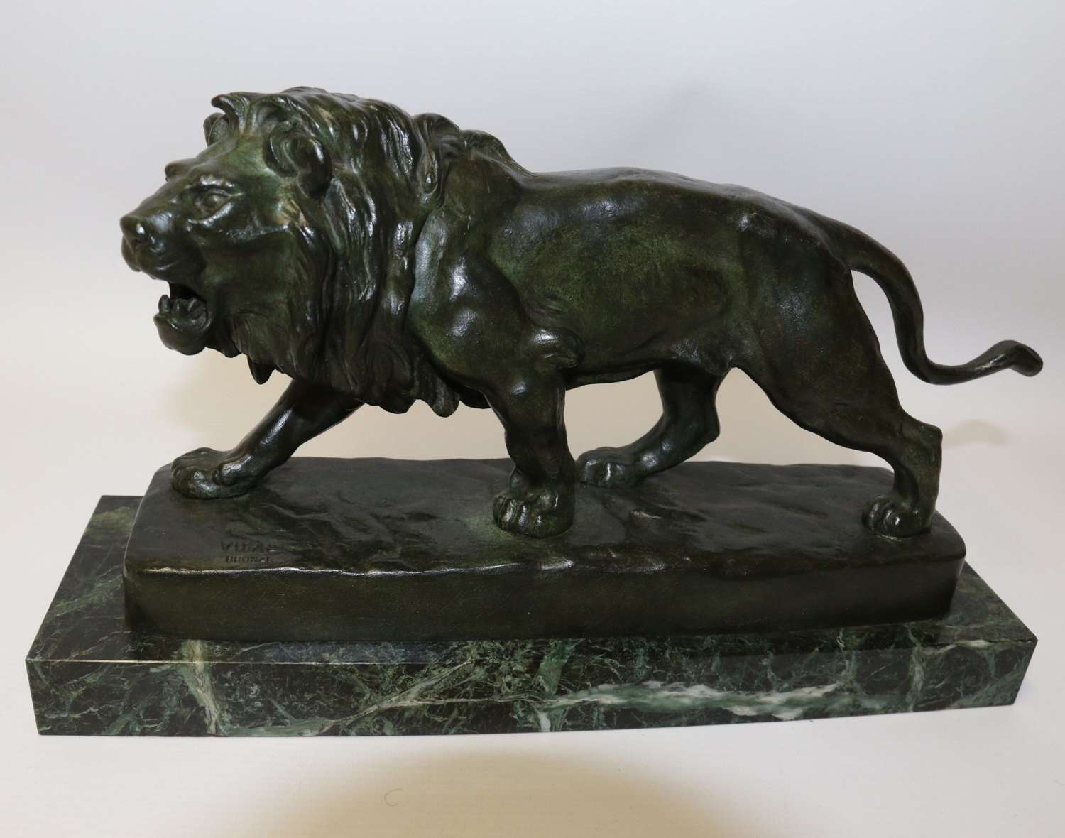 A Late 19th C French Bronze Study Of A Lion By Vidal
