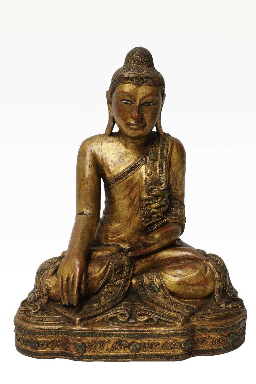 A 19th C Asian Carved Gilt Wood Buddha