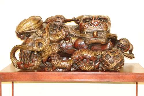A Rare Pair Of Chinese Mythical Beasts/dogs Of Foo On Stands