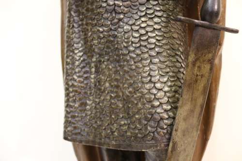19th C Carved Pine Polychrome Painted Life Size Model Of A Medieval Ki