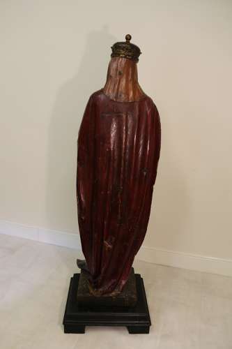 19th C Carved Pine Polychrome Painted Life Size Model Of A Medieval Ki