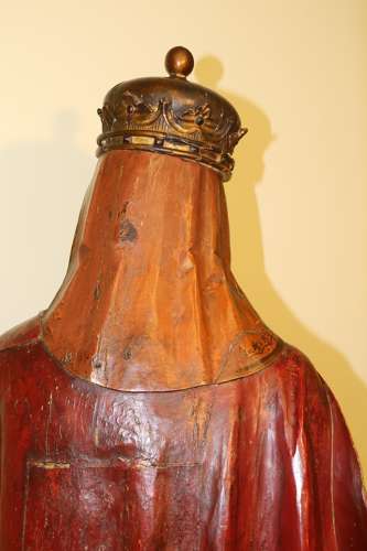 19th C Carved Pine Polychrome Painted Life Size Model Of A Medieval Ki