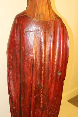 19th C Carved Pine Polychrome Painted Life Size Model Of A Medieval Ki