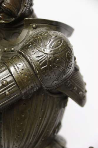 Superb Pair Mid 19th C Bronze Knights, Circa 1860