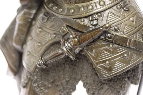 Superb Pair Mid 19th C Bronze Knights, Circa 1860