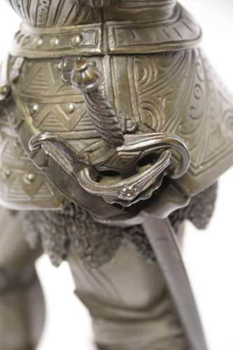 Superb Pair Mid 19th C Bronze Knights, Circa 1860
