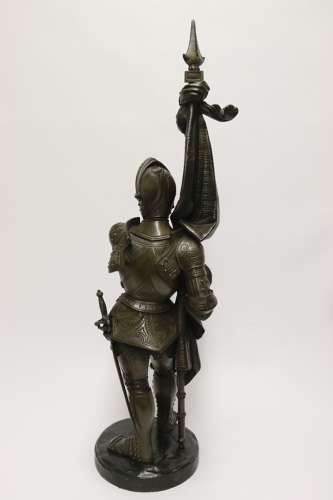 Superb Pair Mid 19th C Bronze Knights, Circa 1860