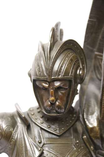 Superb Pair Mid 19th C Bronze Knights, Circa 1860