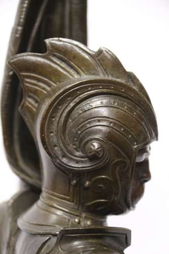 Superb Pair Mid 19th C Bronze Knights, Circa 1860