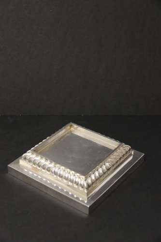 Large Silver Plated And Cut Glass Desk Inkwell C 1910
