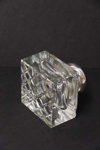 Large Silver Plated And Cut Glass Desk Inkwell C 1910