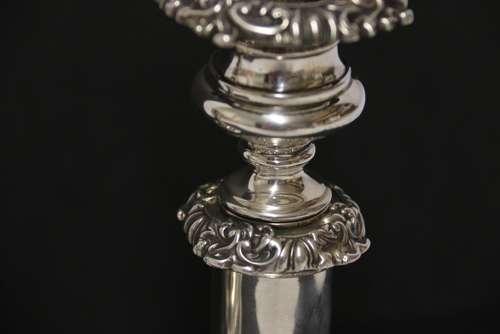 A Rare Pair Of English George III Silver Telescopic Candlesticks, Sheffield 1816.