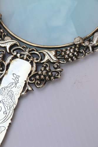 A Rare 19th Century Chinese Silver And Jade Magnifying Glass.