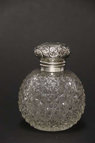 A Good Quality Victorian Silver And Cut Glass Perfume Bottle