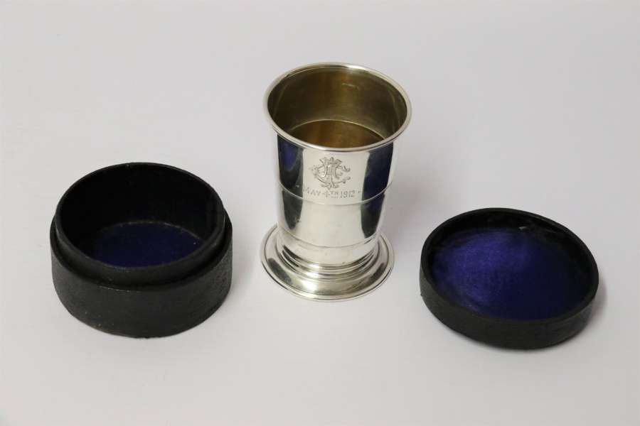An English Silver Folding Hunting Cup Circa 1912