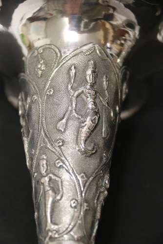 A Fine Pair Of 19th Century Raj Period Indian Silver Vases