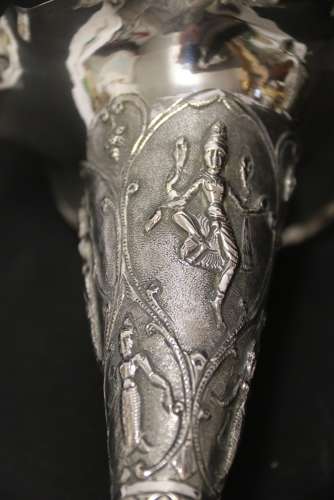 A Fine Pair Of 19th Century Raj Period Indian Silver Vases