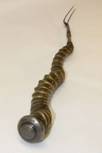 A Rare Early 19th Century Silver And Horn Mounted Roasting Fork.