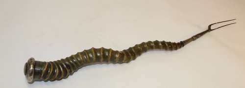 A Rare Early 19th Century Silver And Horn Mounted Roasting Fork.