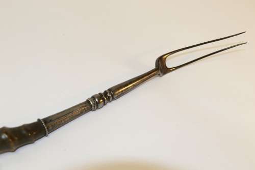 A Rare Early 19th Century Silver And Horn Mounted Roasting Fork.