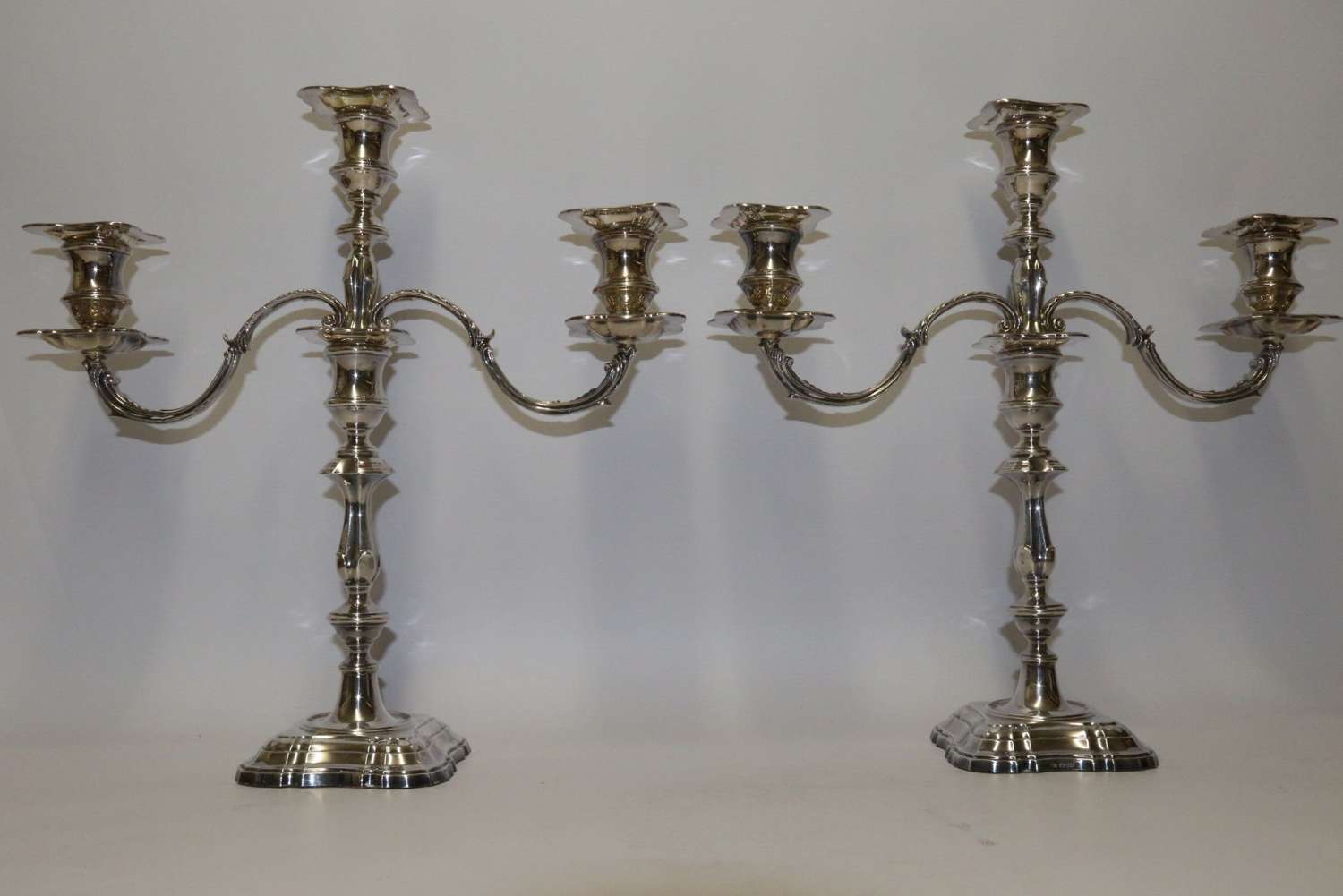 A Large Pair Of Hallmarked Silver Candelabra