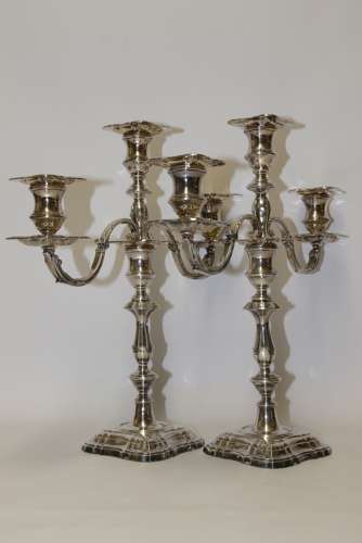 A Large Pair Of Hallmarked Silver Candelabra