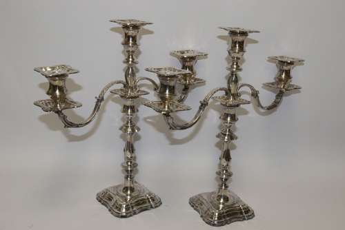 A Large Pair Of Hallmarked Silver Candelabra