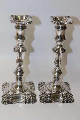 A Fine Pair Of Heavy Gauge Silver Candle Sticks