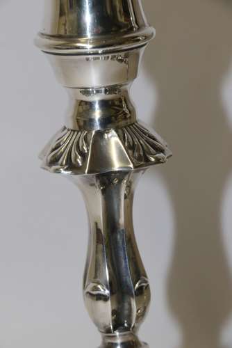 A Fine Pair Of Heavy Gauge Silver Candle Sticks