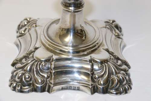 A Fine Pair Of Heavy Gauge Silver Candle Sticks