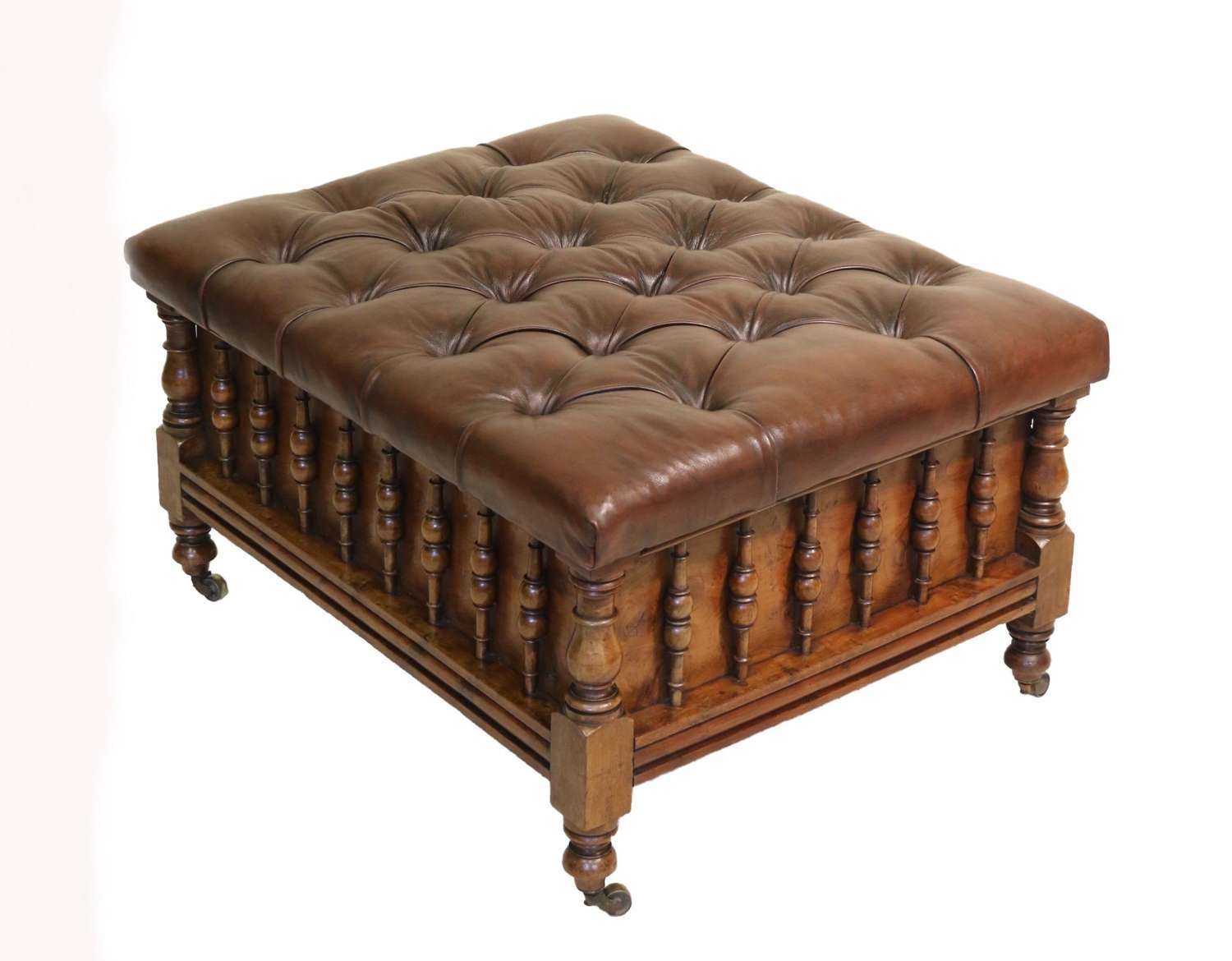 A Rare Yew Wood Large Country House Stool  With Storage