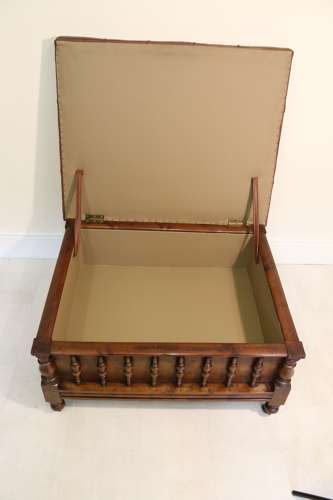 A Rare Yew Wood Large Country House Stool  With Storage