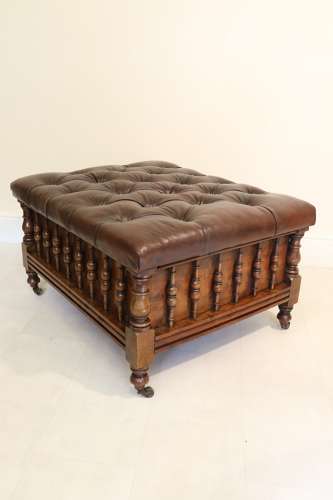 A Rare Yew Wood Large Country House Stool  With Storage