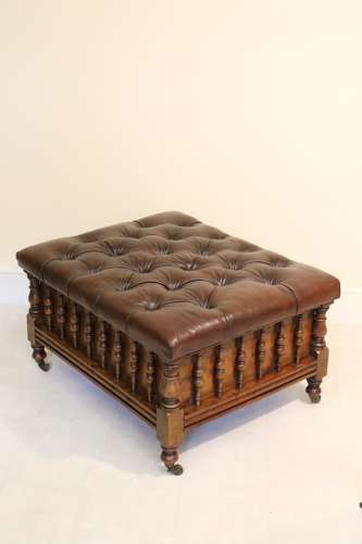 A Rare Yew Wood Large Country House Stool  With Storage