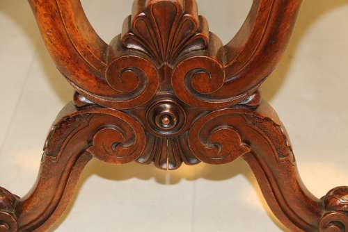 A Large English 19th C Carved Walnut Stool