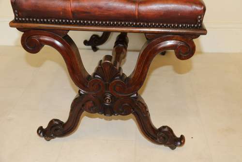 A Large English 19th C Carved Walnut Stool