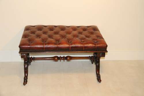 A Large English 19th C Carved Walnut Stool
